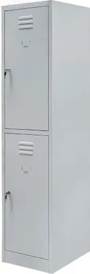 Zdjęcie produktu dla Szafka skrytkowa śniadaniowa ubraniowa BHP metalowa Mega-M J-40/2 dwudrzwiowa szara 40x50x180 cm skręcana