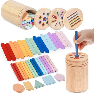 Image de Jouets en bois Montessori, 1 à 3 ans - 1 jeu Montessori - Jouets Montessori pour enfants de 1 an