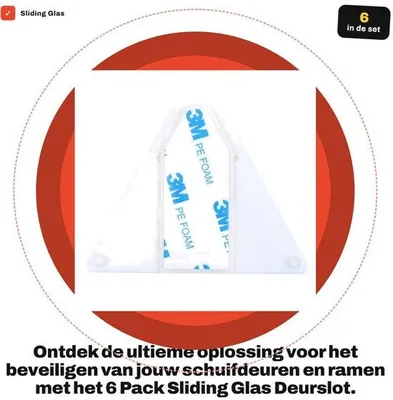 Productafbeelding van Set van 6 sloten voor glazen deuren - Veiligheidssloten - Scharnierloze sloten
