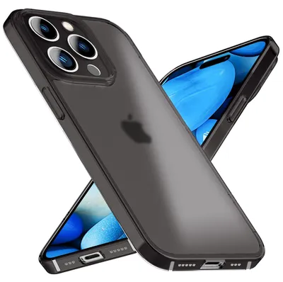 Image de Coque semi-transparente pour iPhone 15 Pro Max, fine et légère, anti-traces de doigts, noire mate