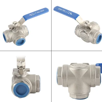 Produktbild von 1Stück Edelstahl SUS304 Rohrkugelhahn Dreiweg L Typ Innengewinde 1" DN25