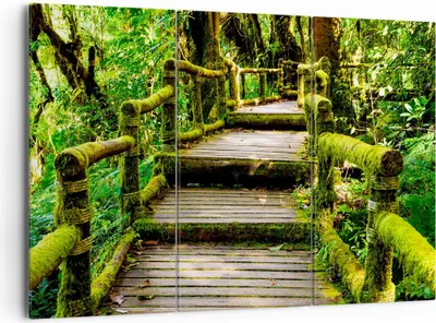 Produktbild von Bild auf Leinwand - Leinwandbild - Asien natur park brücke - 165x110cm - Wand Bild - Wanddeko - Leinwanddruck - Bilder - Kunstdruck - Wanddekoration - Leinwand bilder - Wandkunst - CE165x110-2417