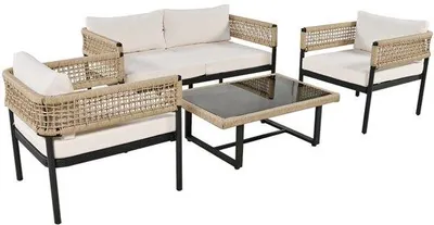 Produktbild von Gartenmöbel-Set 4-teilig mit Glas und Kunststoff