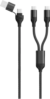 Image de 2GO USB / Type C Ladekabel DUO 2x USB-C Nylon 1,2m schwarz