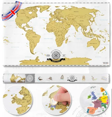 Produktbild von XXL Rubbelweltkarte Poster Weltkarte zum Freirubbeln Scratch Map Wanddekoration für Reisende & Weltenbummler Geschenkidee Reisekarte