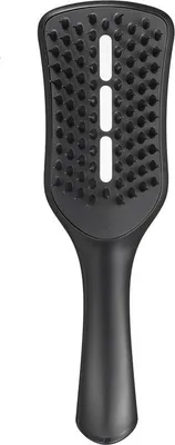 A black hairbrush is shown against a white background.