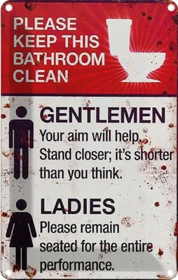 Obrázok produktu pre vianmo Plechový nápis 18x12 cm Gentlemen Ladies WC Toilette