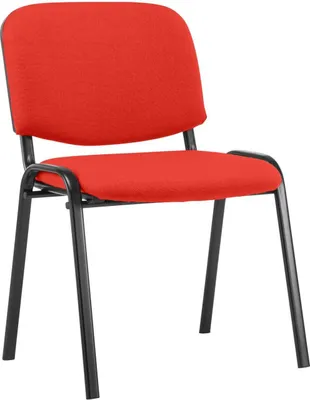 Produktbild von Stapelstuhl – Konferenzstuhl – Bequemer Sitz – Strapazierfähiger Stoff – Gestell aus schwarzem Metall | Farbe: Rot