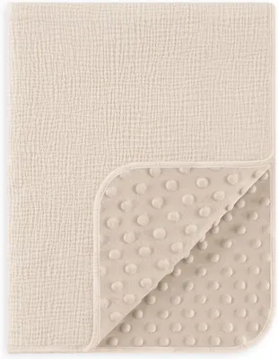 Obrázok produktu pre Detská deka 75x100 cm, bavlna a fleece, béžová, pre novorodencov