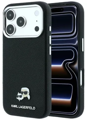Obrázok produktu pre Puzdro Karl Lagerfeld Grained Heads Metal MagSafe pre iPhone 18 Pro Max / 17 Pro Max, čierne