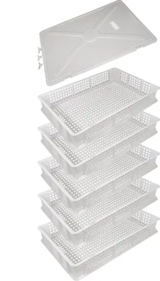Produktbild von 5er Set mit Deckel Eurobox Bäckerkiste Fleischerkiste 60x40x10 lebensmittelecht
