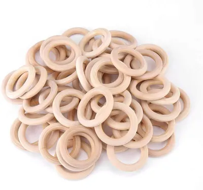Holzringe 45 mm, 100 Stück, unbehandelt, für DIY-Schmuck
