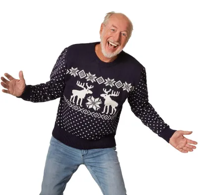 Produktbild von Weihnachtspullover Schneegestöber blau-weiß - XL