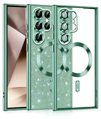 Zdjęcie produktu dla Techsuit Glitter MagSafe etui do Samsung Galaxy S22 Ultra 5G - jasnozielone