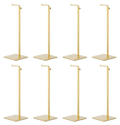 Immagine prodotto di Set di supporti per borse - Espositori per negozi - 8 pezzi - Altezza regolabile da 39 a 70 cm - Supporti singoli in ferro autoportanti - Ideali per borse, gioielli, sciarpe - Colore: oro