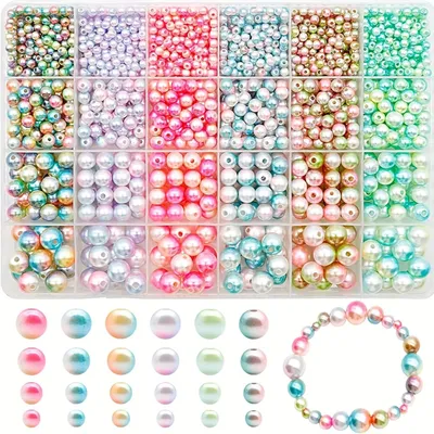 Produktbild von Glasperlen bunt, 1890 Stück, 4/6/8/10 mm, für Schmuckherstellung