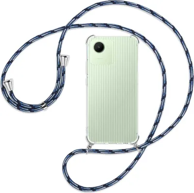 Produktbild von Handykette Backcover-Schutzhülle mit Band (Metall silberfarben) für Realme C30, Narzo 50i Prime - Blautöne