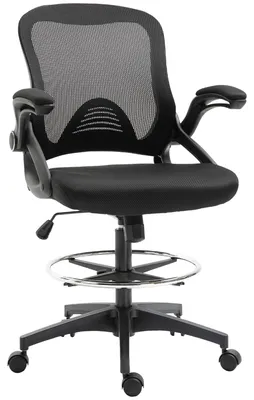 Immagine prodotto di Sedia da Ufficio Traspirante ad Altezza Regolabile con Braccioli Ribaltabili, 64x60x106-126 cm, Nera