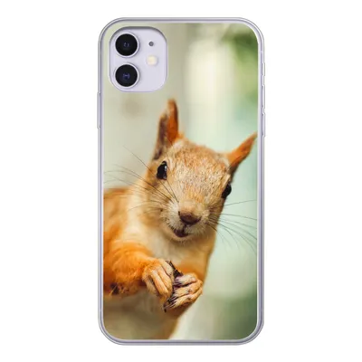 Produktbild von MuchoWow® Handyhülle Schutzhülle Hülle für iPhone 11 Eichhörnchen - Lustig - Nuss - Kinder - Jungen - Mädchen - Kind Silikon Softcase Handy Hülle - Handytasche