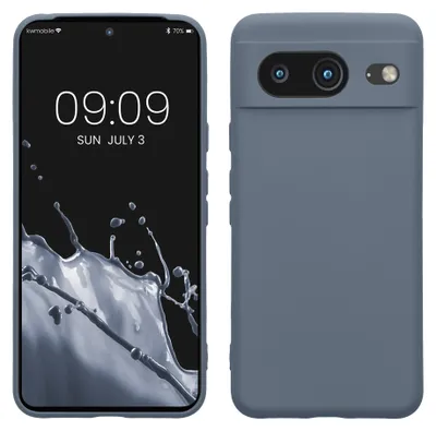 Produktbild von kwmobile Slim Case kompatibel mit Google Pixel 8 Hülle - Handyhülle aus Silikon in Blaugrau