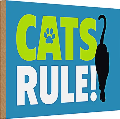 Produktbild von Holzschild Spruch Katzenliebhaber 30x20cm cats rule Katze