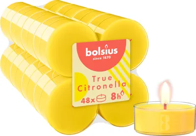 Produktbild von Bolsius 48 Outdoor-Duftteelichter mit Citronella, gelb