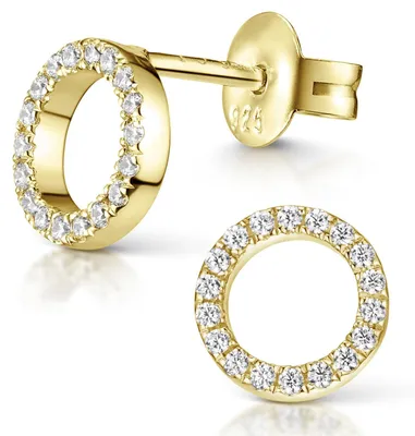 Produktbild von MATERIA by Matthias Wagner Zirkonia Ohrstecker Gold vergoldet - Damen Ohrringe Silber 925 rund SO-439-Gold