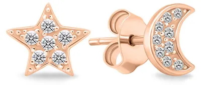 Produktbild von Asymmetrische Ohrringe aus Bronze mit Zirkonen EA616R