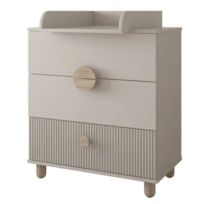 Produktbild von ZEE LOFT Kommode Kaschmir 79,7 x 48 x 90,2 cm mit Wickelaufsatz 3 Schubladen Möbel Wohnzimmer Schlafzimmer Vollauszug Schubladen Buchenholz Füße