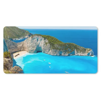 Produktbild von MuchoWow® Mauspad Mousepad Die Kalksteinklippen am Strand von Navagio in Griechenland 60x30 cm - Mousepads - Maus Mat - Pad - Mausunterlage - Nachhaltig