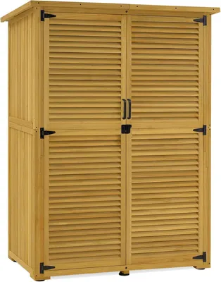 Image de Armoire de jardin - Abri de jardin - Meuble de rangement pour outils de jardin - Étagère de balcon - Résistant aux intempéries - Bois de pin