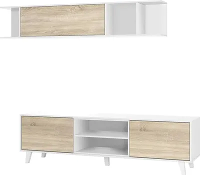 Immagine prodotto di Dmora Parete Attrezzata Aslan 41x180x51h cm Bianco, 8 Vani 3 Ante