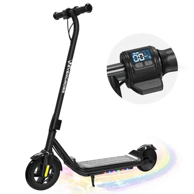 Image de EVERCROSS TECH E6 Scooter électrique pour enfants, pour enfants de 6 à 12 ans, affichage LED et néons colorés, 3 niveaux de vitesse, scooter électrique pliable