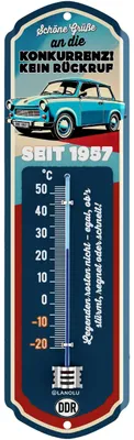 Produktbild von LANOLU Thermometer Trabant Retro Wandthermometer Oldtimer Auto Deko Geschenk 8x28 cm