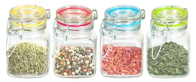 Image de Lot de 4 bocaux à épices Bocaux de stockage Bocaux à confiture en verre à fil