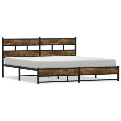 Obrázek produktu pro vidaXL Kovová postel bez matrace, kouřový dub 200x200 cm