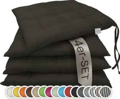 Produktbild von Sitzkissen Stuhlkissen 4er Set, ca. 40x40 cm, schwarz