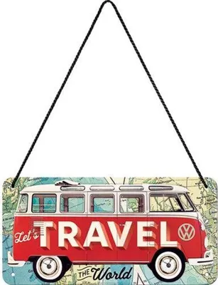 Produktbild von Nostalgic-Art - Hängeschild - Volkswagen - VW Bulli Let's Travel The World