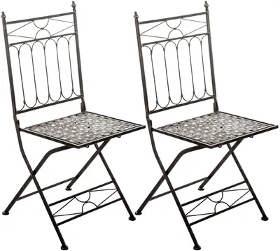 Obrázek produktu pro Skládací kovová židle Asina (SET 2 ks) - Bronzová