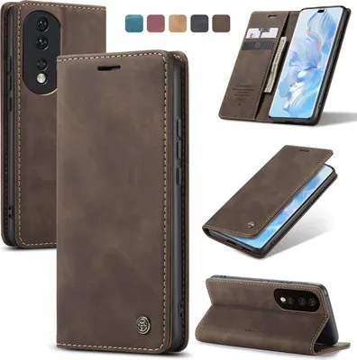 Immagine prodotto di Honor 80 Pro custodia, retro custodia in Finto cuoio con funzione di stand custodia protettiva per Honor 80 Pro rame