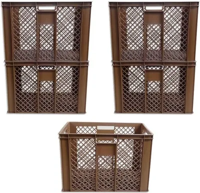 Produktbild von 5x Bäckerkiste Brötchenbox Brotbehälter Konditorenbox Stapelbox Gitterbox EURO-Norm 41cm braun