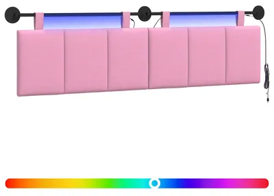 Produktbild von vidaXL Hängendes Kopfteil Mit LED Licht Rosa Stoff