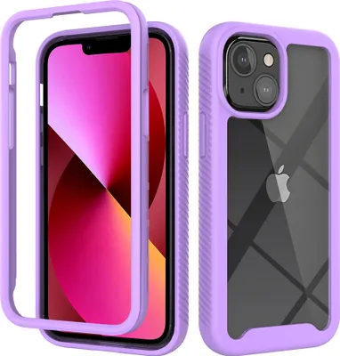 Produktbild von iPhone 13 Hülle, Hybrid Transparente Rückseite Robust TPU Bumper Rutschfest Stoßfest Ganzkörper Schutzhülle für iPhone 13 Lila