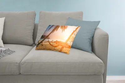 Produktbild von MuchoWow® Zierkissen Sofakissen Wohnzimmer Dekokissen 60x40 cm Sommer - Sonnenuntergang - Hängematte - Kopfkissen - Polster mit Foto