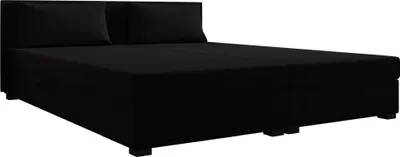 Produktbild von AURA SOFA  Boxspringbett ROLAND DOUBLE  160x195 Komplett-Set mit Bonell Matratze, Polsterbett mit Bettkästen - Schwarz, SAWANA 14