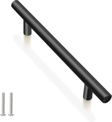 Produktbild von Famanu Türgriff Edelstahl Schwarz 160mm - Tür Küchenmöbel Schublade Griff - 10 Stück mit Schrauben