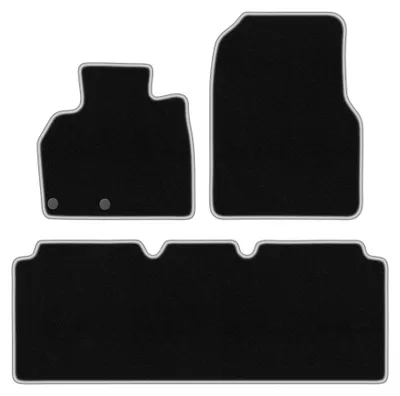 Zdjęcie produktu dla Dywaniki samochodowe welurowe CARLUX-SILVER do: Renault Espace IV (2002-2014, minivan) czarne ze srebrnym obszyciem, z mocowaniami