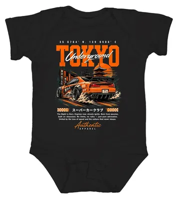Produktbild von Tokyo Underground Authentic JDM Drift Auto Street Y2K Japan Sportwagen Baby Body, Schwarz, 3/6