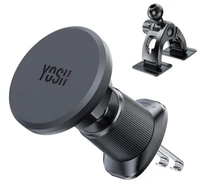 Immagine prodotto di Supporto magnetico per cellulare, 2-in-1, da cruscotto o per bocchetta di ventilazione, colore nero, compatibile con iPhone, Samsung e Pixel