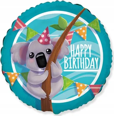 Produktbild von Flexmetal Folienballon Koala Happy Birthday FX 18 Zoll für Helium oder Luft